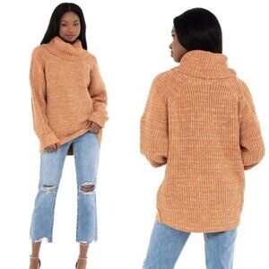 Free People Leo Oversized Cowl Neck Sweater in Petal Combo Sz. XS